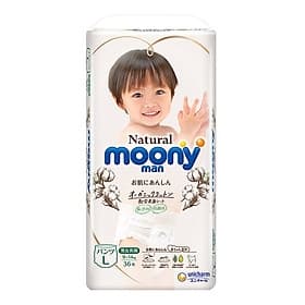 Bỉm Moony Natural | Tã Dán & Tã Quần Hữu Cơ Cao Cấp Nhật Bản - Bỉm quần - L36