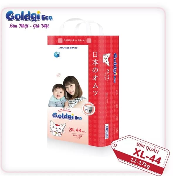 Bỉm Goldgi Eco Siêu Mỏng, Thấm Hút Tốt, An Toàn Cho Bé - Bỉm quần - XL44