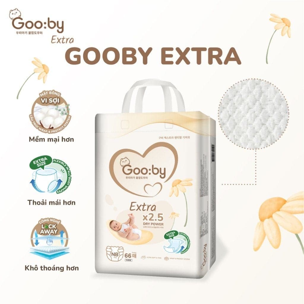 Bỉm Gooby Extra Siêu Mỏng, Thấm Hút Tối Ưu, Ngừa Hăm Cho Bé