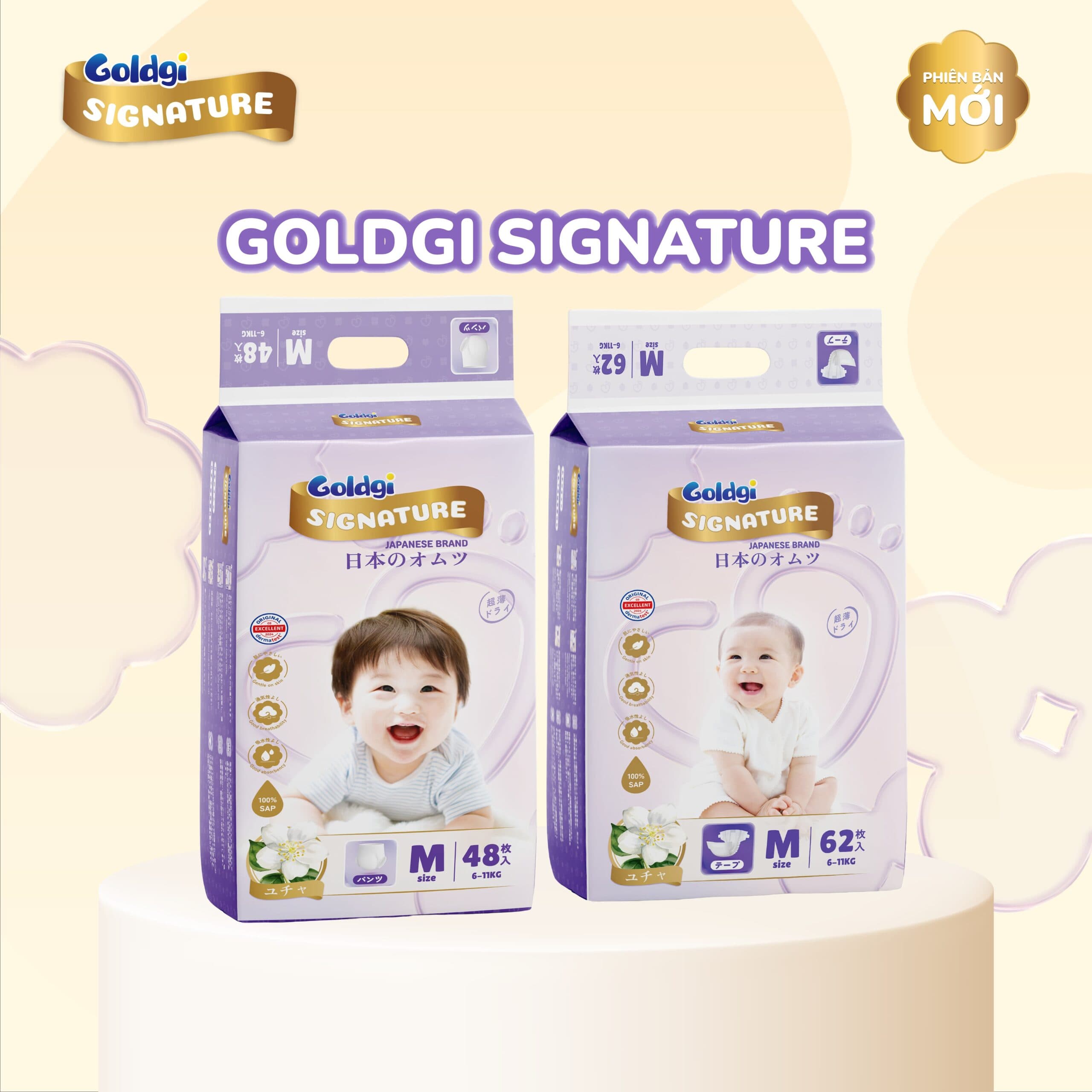 Bỉm Goldgi Signature Cao Cấp – Mềm Mại, Siêu Mỏng, Chống Hăm Hiệu Quả